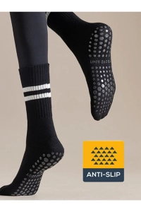 Yoga ve Pilates İçin Profesyonel Kaydırmaz Tabanlı Siyah Çorap